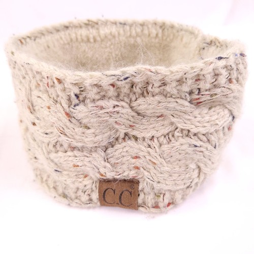 HEADBAND FLEECE LINED TAN C.C WOMENS CABLE KNIT ACRYLIC - Picture 9 of 9