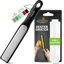Premium Lemon Zester Grater with Handle - Fruits, Garlic, Chocolate, Nutmeg 