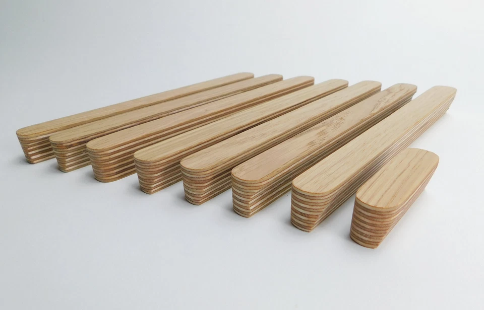 Minimal Oak Veneer Birch Ply Handles – Cabinet Pulls for Kitchens and wardrobes - Image 2 of 4
