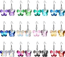 Butterfly Dangle Resin Earrings Alloy Hooks Pack of 12 Pairs Fits Women Girl