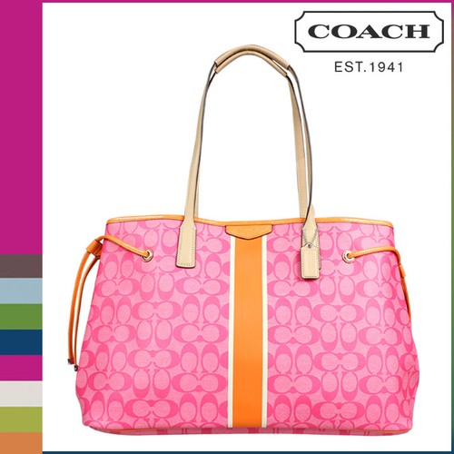 Coach Bag F30521 SIgnature Drawstring Carryall Handbag Pink Agsbeagle COD - Picture 3 of 3