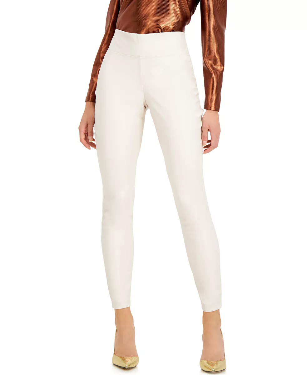 INC International Concepts Women's Faux-Leather Leggings (10, Light Beige)