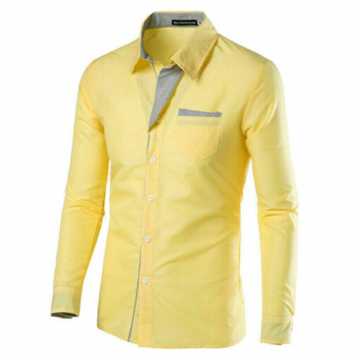 Men's Shirt Casual Business Dress Shirts Long Sleeve Slim Fit Tops Luxury Formal - Picture 24 of 30