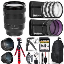 Sony FE 24-105mm f/4 G OSS Lens- 3 Lens Kit  Tripod Backpack -64GB Kit