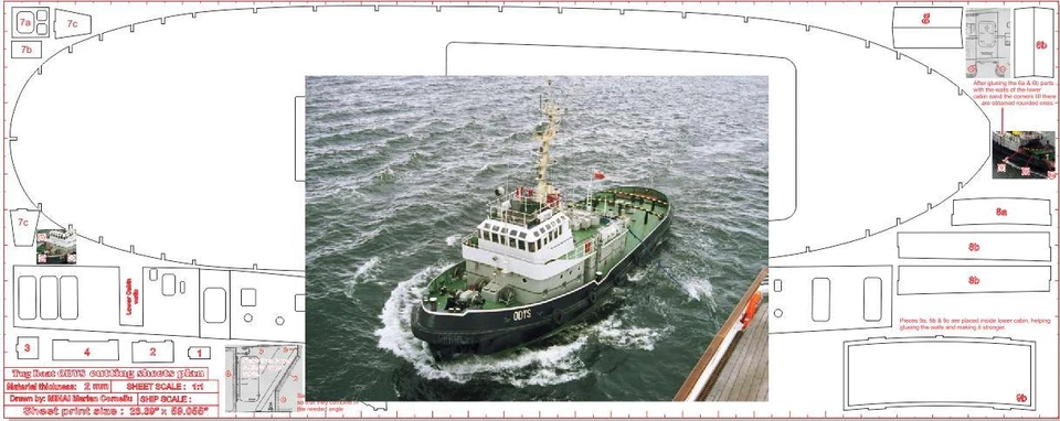 DIGITAL PLANS ONLY Model Tug Boat Plan 6 sheets 57" 1:25 Tugboat ON EMAIL - Image 4 of 4