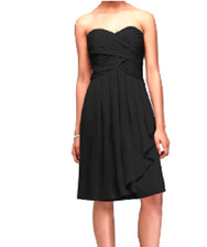 David's Bridal Cascade Chiffon Bandeau Dress SRP100, New, S