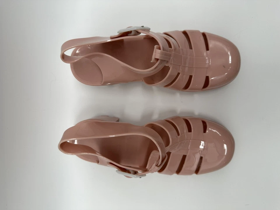 Sandalias Gladiador Talla 9 Rosa Jalea Bloque Tacón Alto Barbie Pastel Foto 3 de 4