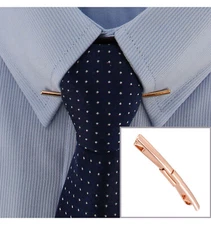 Ky & Co Mens Plain Rose Gold Tone Collar Bar Pin Clip 2 1/8" Made in USA
