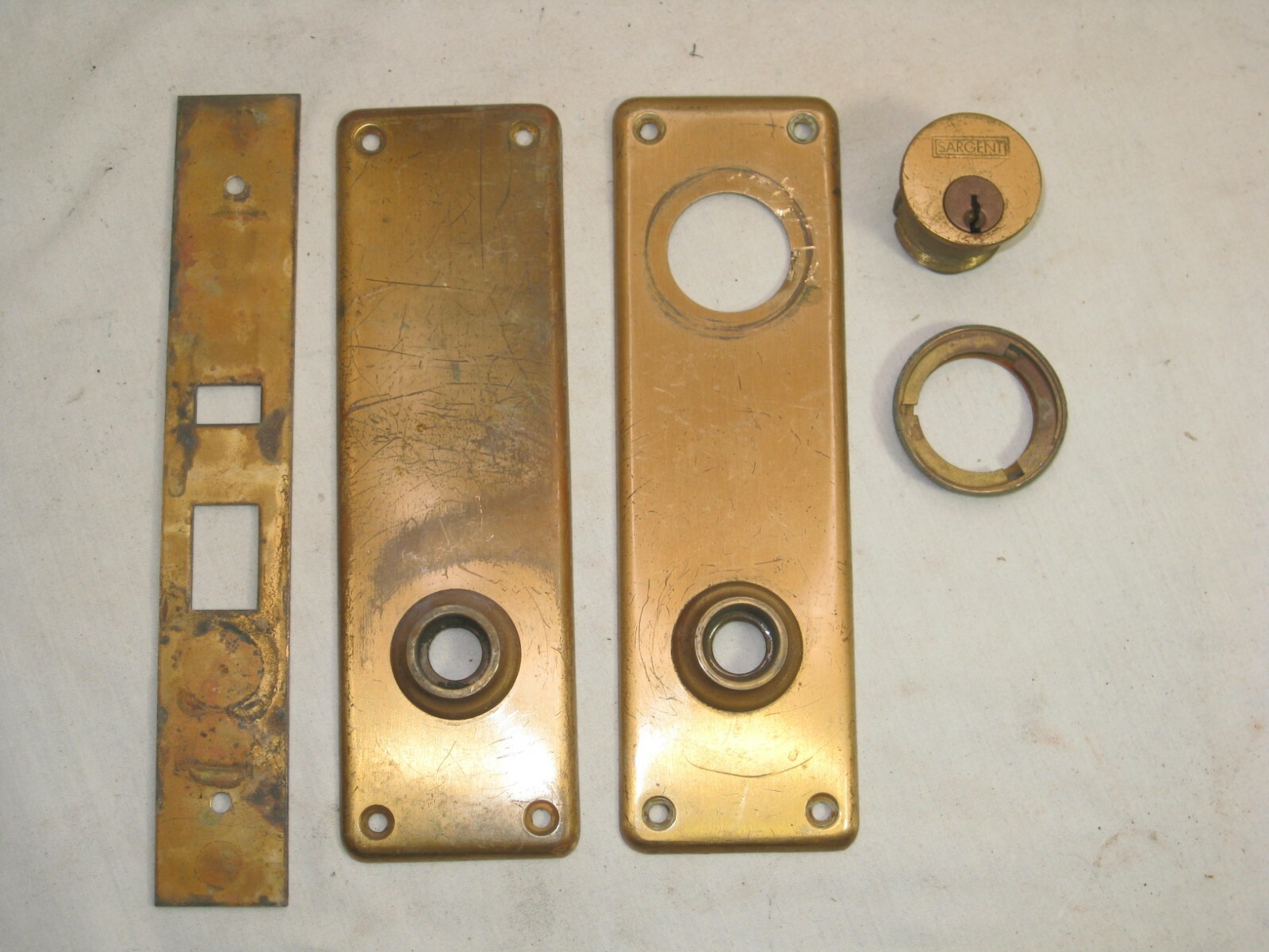 vintage antique plates door hardware plate cover Sargent lock parts A
