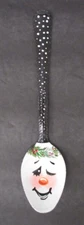 Hand Painted Snowman Head w/ Holly Wreath & Snow Large Spoon Christmas Ornament