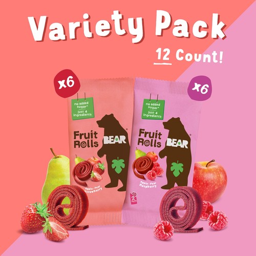 Fruit Rolls Variety Pack Straw/Rasp 8.4oz, 12 count - Picture 5 of 7