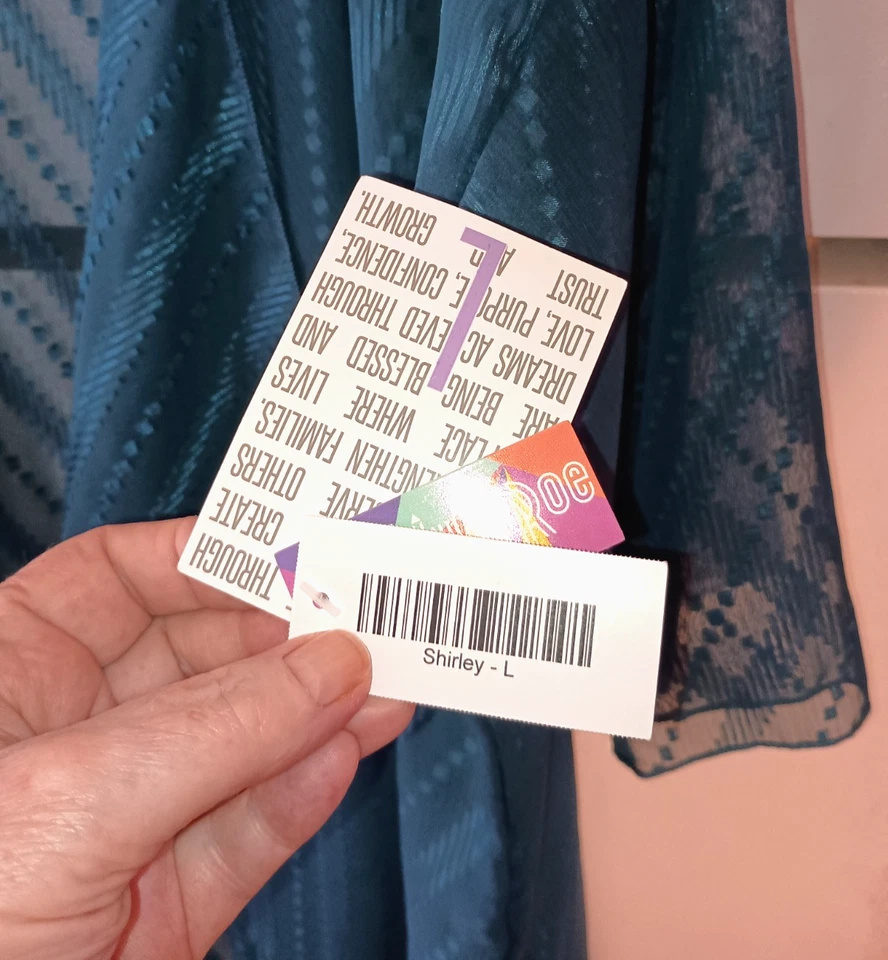 NEW LULAROE SHIRLEY TEAL OPEN CHIFFON WATERFALL KIMONO COVER UP DUSTER SIZE L - Image 4 of 4