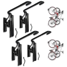 Swivel Bike Wall Mount- 4 Pack Garage Wall Mount Hangers, Space-Saving Swivel...