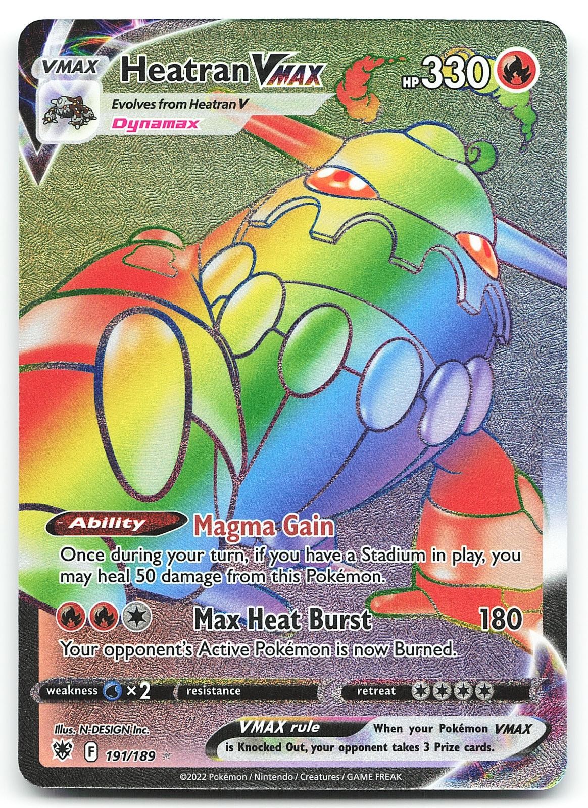 Heatran VMAX (Secret) SWSH10: Astral Radiance 191/189 Holo Secret Rare Pokemon
