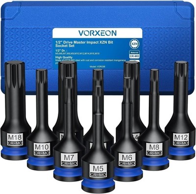 XZN Multi-Tooth Socket Set 1 2 Inch Power Socket Spanner Set M5 M6 M7 M