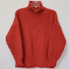 Chunky Rib Knit Boxy Sweater Womens M Rust Pumpkin Orange Fall Autumn Cabincore