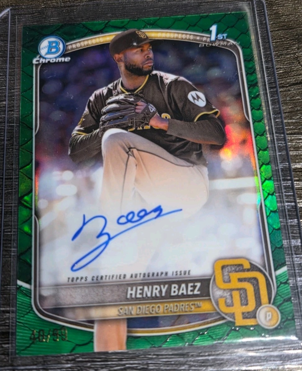 Henry Baez Green Reptilian Auto #/99 🔥 2025 Bowman Chrome 1st Autograph