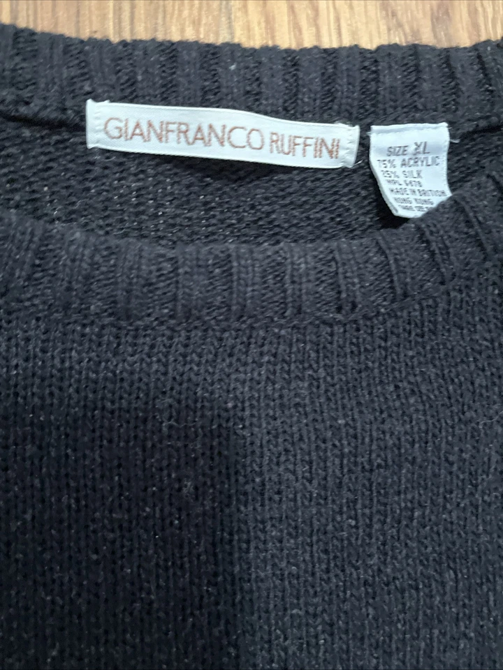 Suéter Gianfranco Ruffini Para Hombre Extra Grande Rayas Bloques de Color Mezcla de Seda Crew N Foto 3 de 4