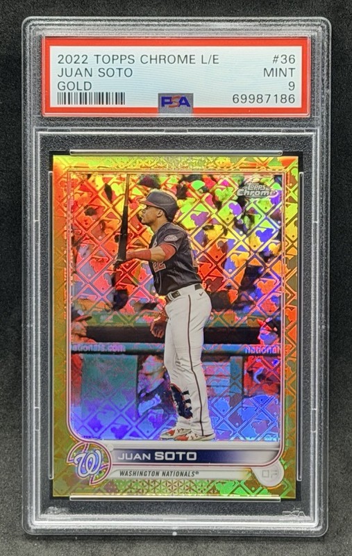 2022 Topps Chrome Logofractor Juan Soto #36 Gold Refractor /50 Nationals PSA 9