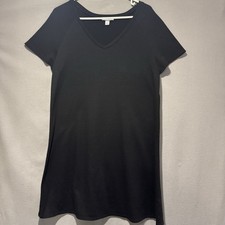 Nine West Short Sleeve Tshirt Dress V Neck Women’s Size Large Black