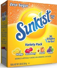 Sunkist Soda Variety Pack, Singles To Go Orange, Strawberry, Grape and Peac...