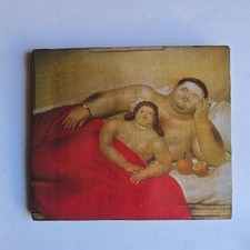 A Fernando Botero Print On Top Of A Wooden Plank 8? x 10?.
