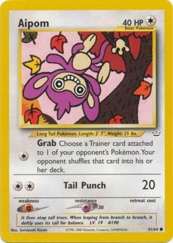 Lightly Played, English Pokemon Regular Aipom - 41/64 - Common - Unlimited Editi