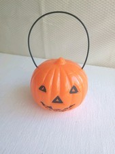 Vtg Halloween Hard Plastic Battery Power Lantern Pumpkin 6" Jack-O-Lantern MCM
