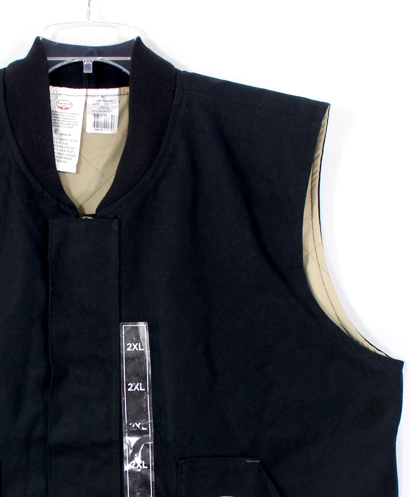 Rasco FR Mens 2XL Insulated Duck Work Vest Black CAT 3 Flame Resistant NWOT - product detail image 4