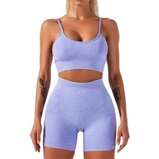 Yoga 2 Piece Outfit Workout Gym High Waist Leggings with Sport Bra Set for Wo...