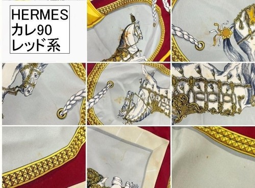 HERMES GRAND APPARAT Carre 90 Seide 100% Schal rot Etikett ohne Karton gebraucht. - Bild 4 von 9