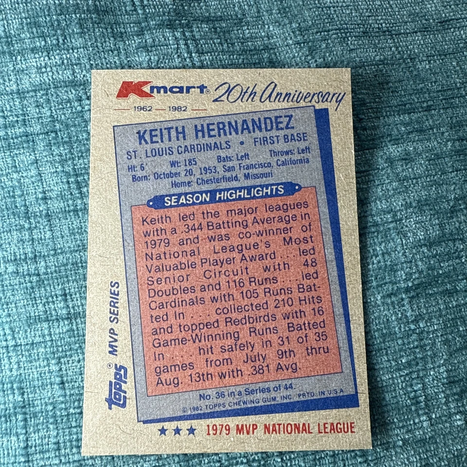 Buyback Topps 2025 - Serie MVP Topps Kmart 1982 - Keith Hernandez #36 Foto 2 de 2