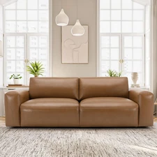 95" Oversized PU Leather Sofa, Comfy Sofa Couch with Extra Deep Seats, Wide Arm,
