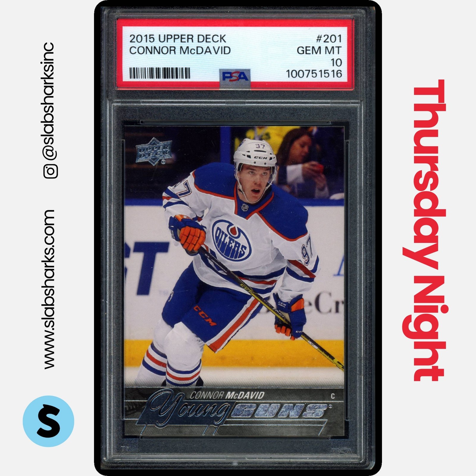 2015 UPPER DECK #201 CONNOR MCDAVID YOUNG GUNS RC ROOKIE PSA 10