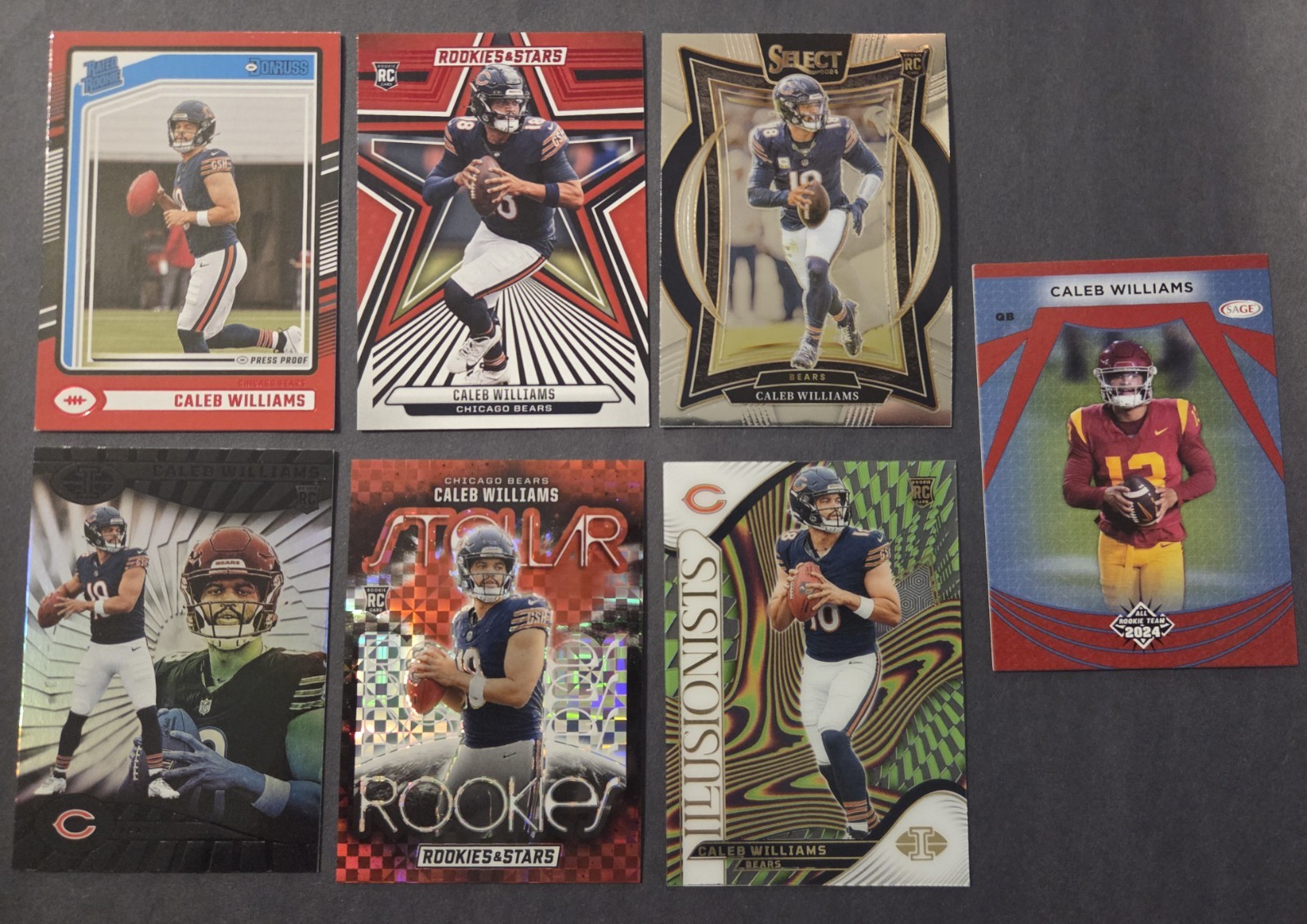 Caleb Williams 7 Card Rookie Lot