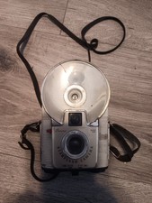 Vintage Kodak Brownie Starflash Silver Gray Built-In Flash Box Camera w/ strap