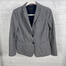 Talbots Aberdeen Houndstooth Blazer Womens Size 6 Black White Preppy Career