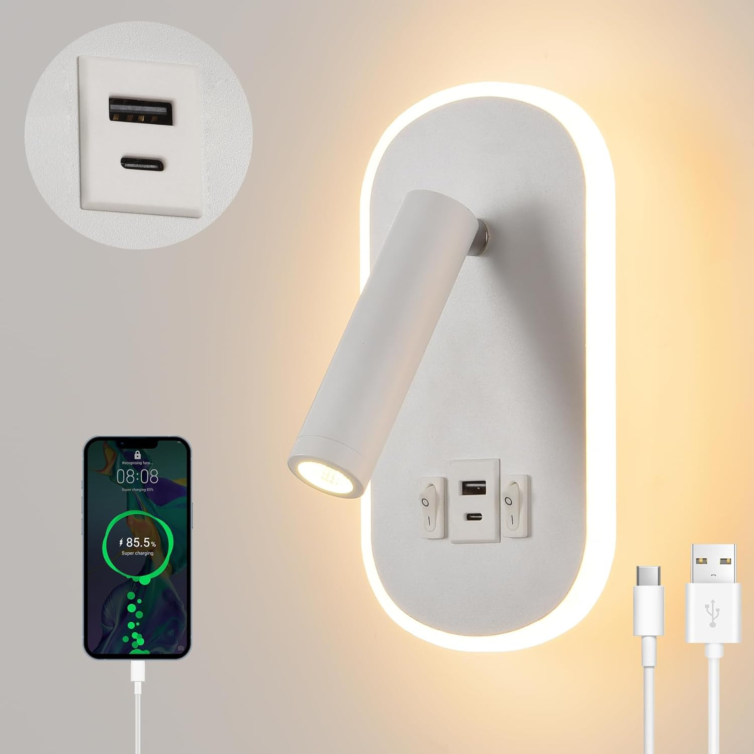 Veilleuse murale LED anti peur du noir automatique pour prise
