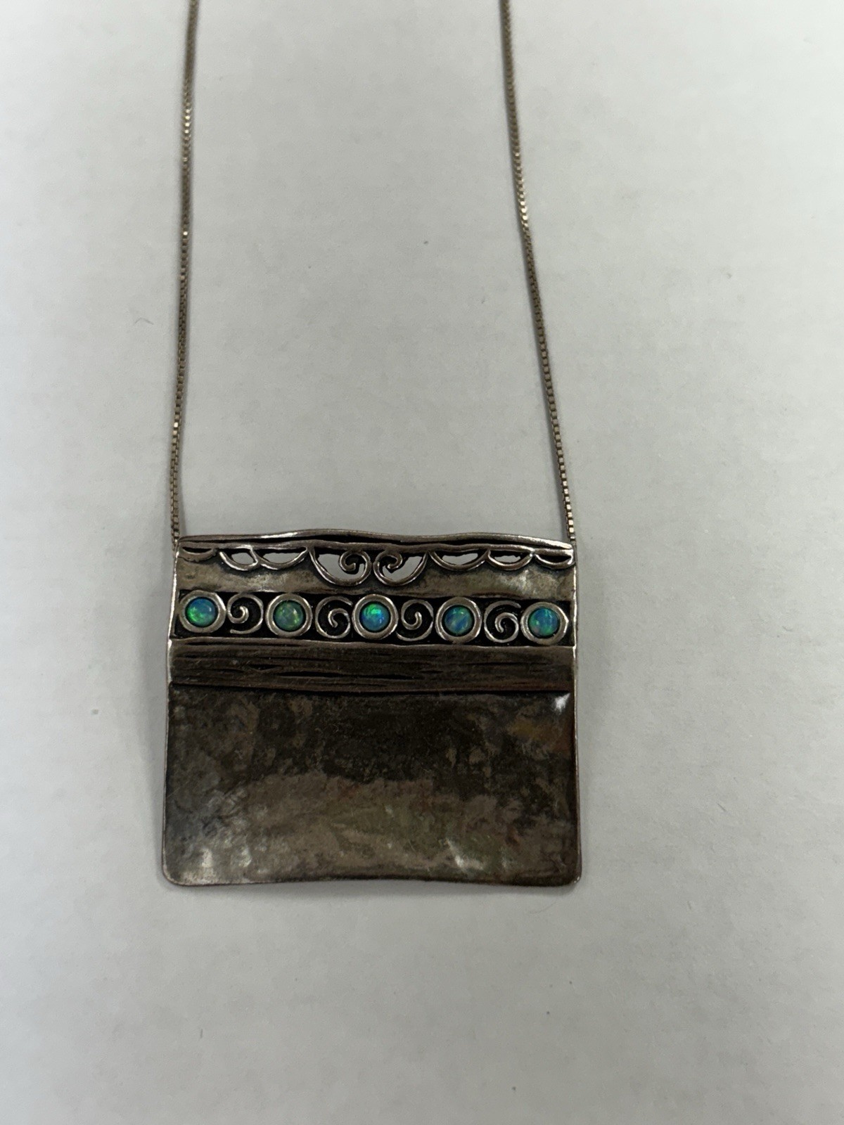 Sterling Silver Vintage Large Rectangular Pendant… - image 2