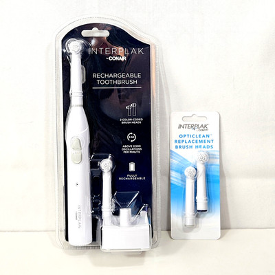 Interplak by Conair Rechargeable Toothbrush Model RTGX01 New Sealed w/ 4 brushes