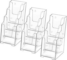 Acrylic Brochure Holder 4 Inch Wide 4 Tier Clear Literature Display Stand