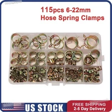 115pc 6-22mm Hose Spring Clamps Fastener Fuel Water Line Pipe Air Tube Clips Kit