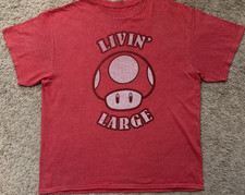 Super Mario Brothers T-Shirt Men  s XL Red Livin' Large Giant Mushroom