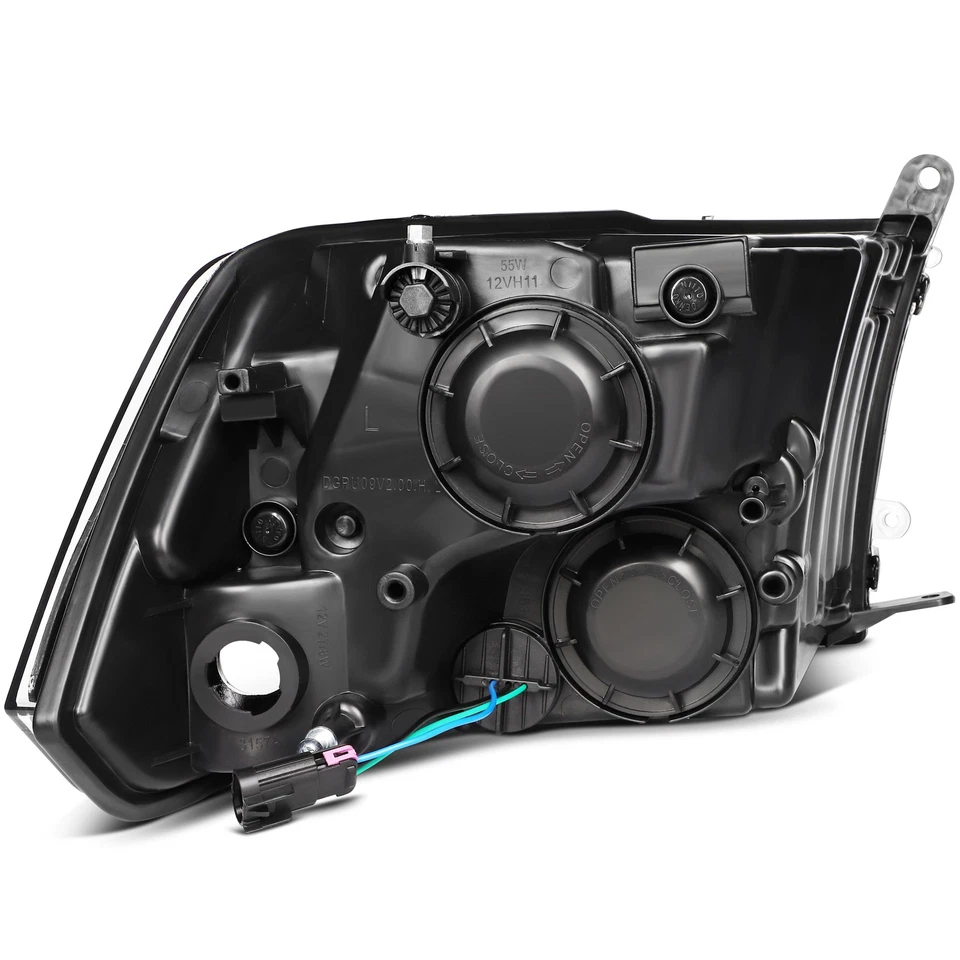 Par de montaje de faros para Dodge Ram 2009-2018 negro carcasa lámpara repuesto Foto 3 de 4