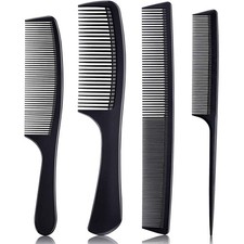 4 Pieces Combs for Women and Man, Premium Black Carbon Fiber Hair Comb Set for T