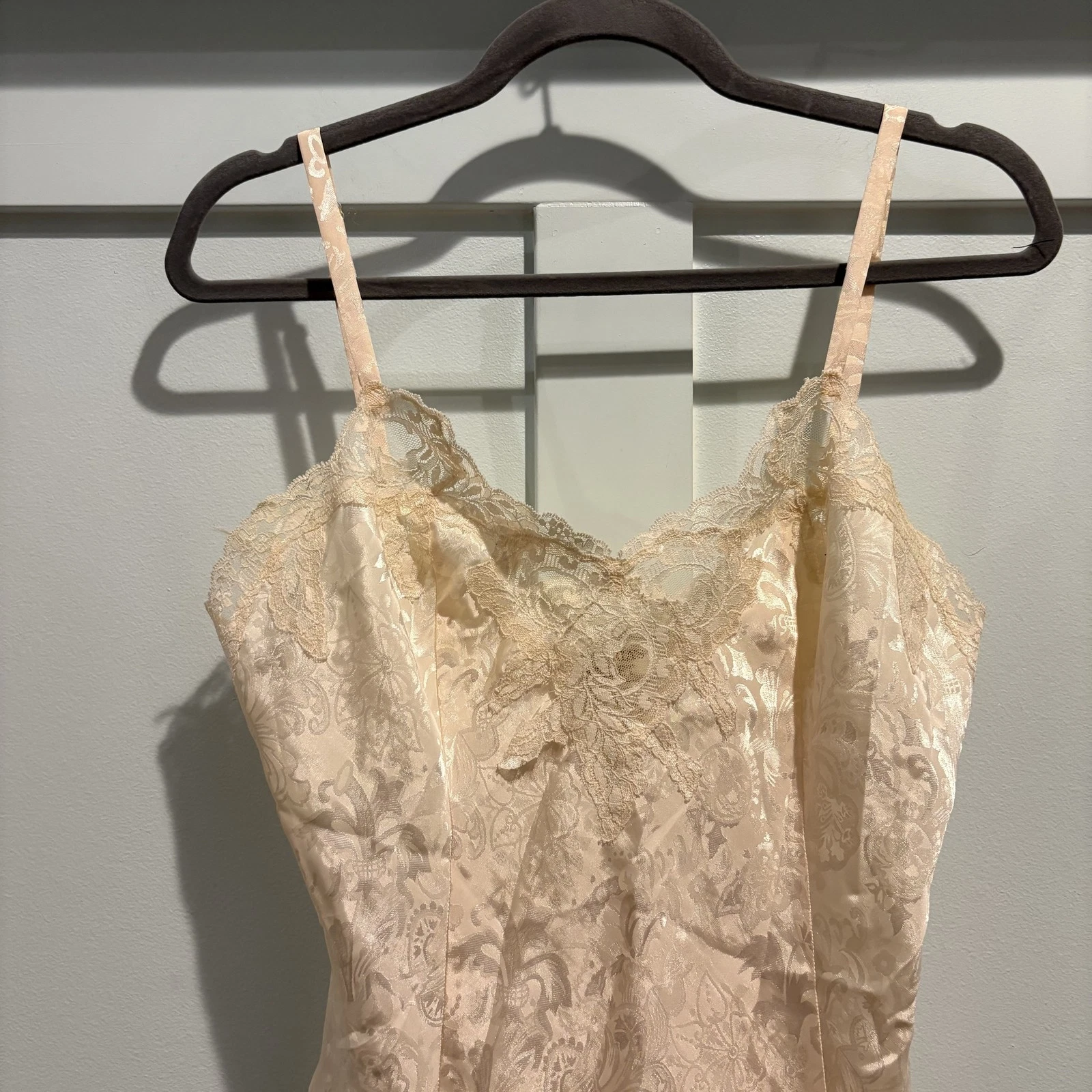 UNDERCOVER Camicia vintage Victoria's Secret media etichetta oro avorio pizzo raso lingerie anni 90