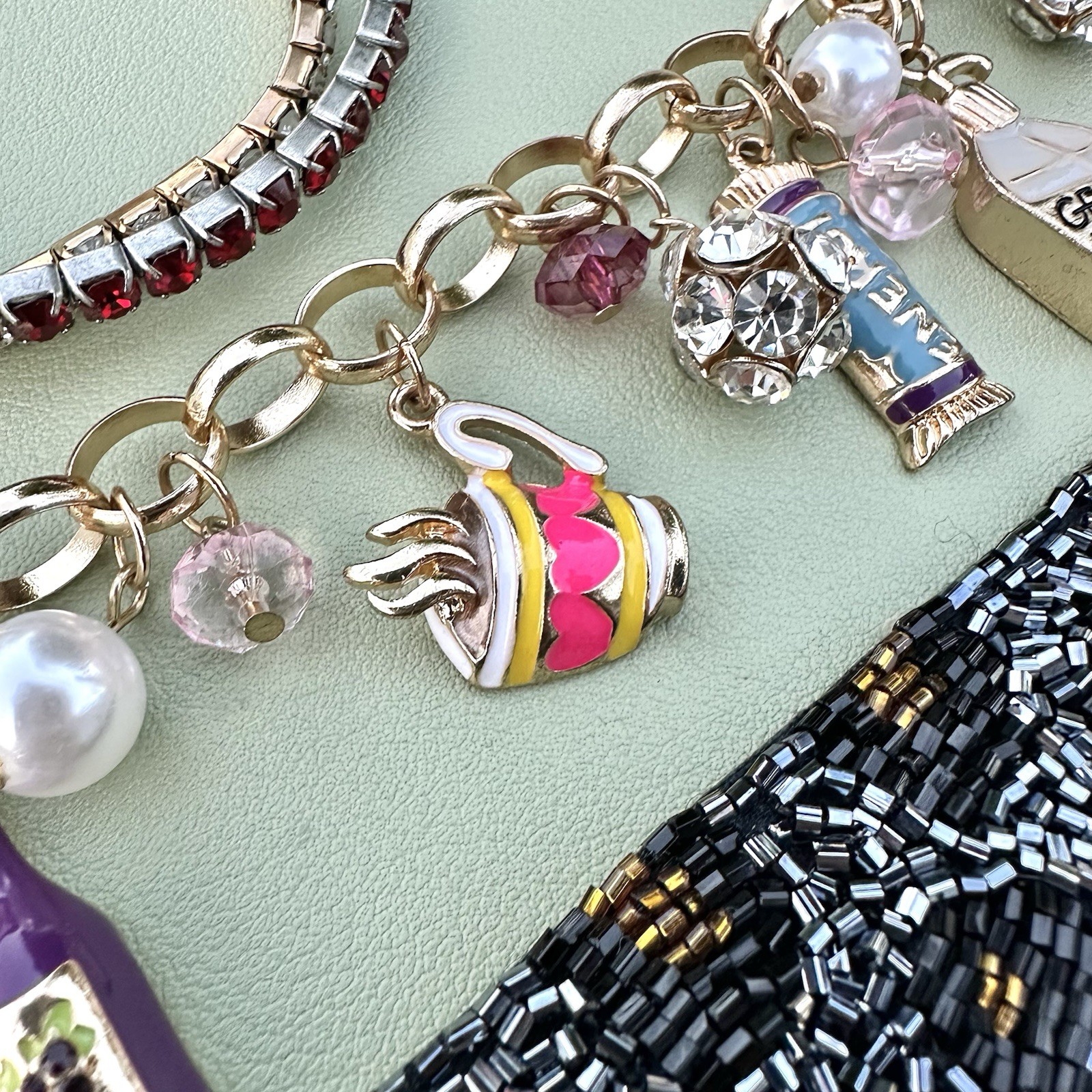 Vacation Charm Bracelet Stack Leopard Print Gold … - image 6