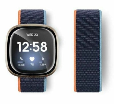 Für Fitbit Versa 3 / Sense Nylon Armband Nylonarmband Loop Band Klettband