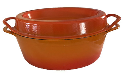 【希少】LE CREUSET COUSANCES DOUFEU　レッド　26 Vintage Cousances Doufeu #16 Dutch Oven Orange Flame Enamel Cast