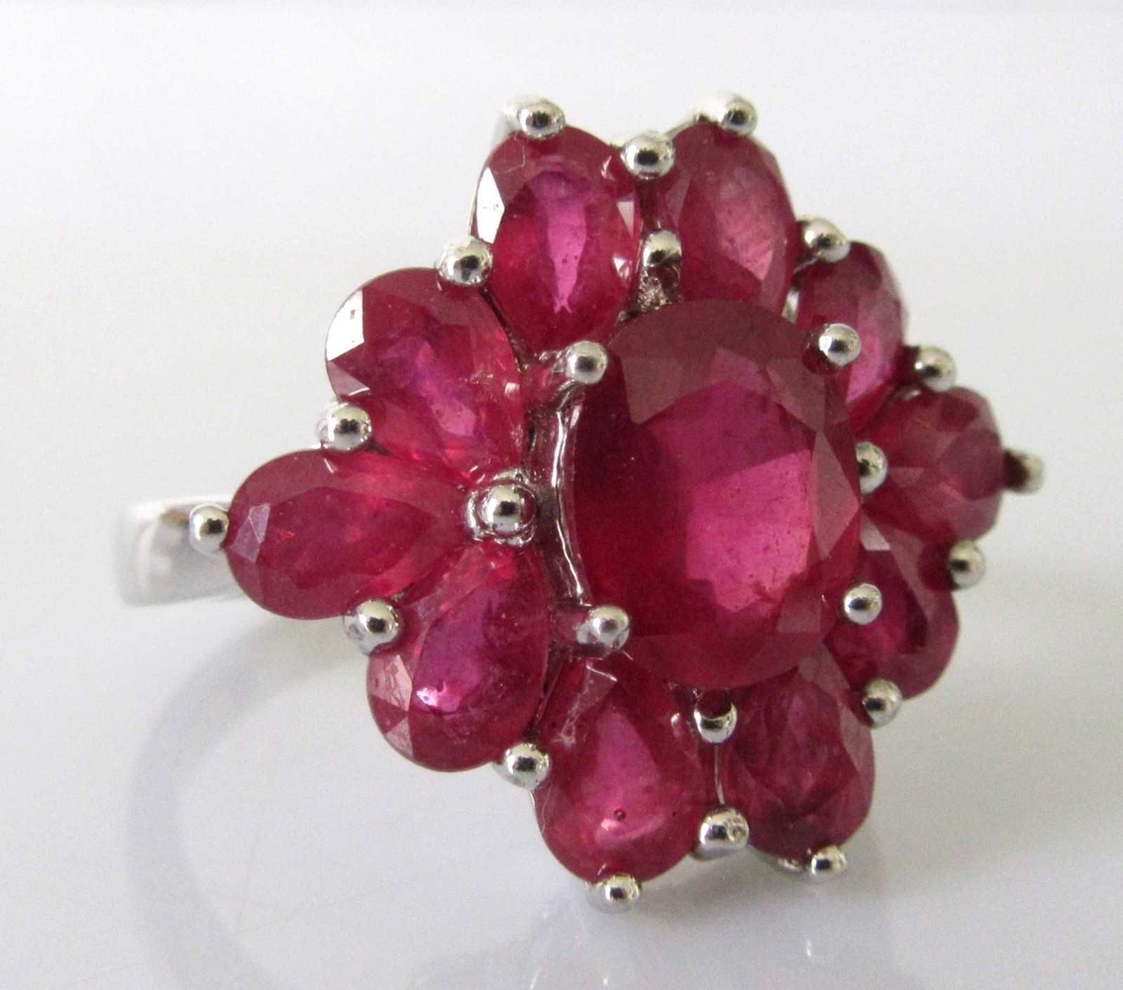 Silver Ring - 925 Silver Multi Cut Ruby Diamond S… - image 1